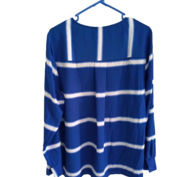 Lane Bryant Tab Sleeve White and Royal Blue Striped Tunic Size 18/20 - Picture 3 of 7